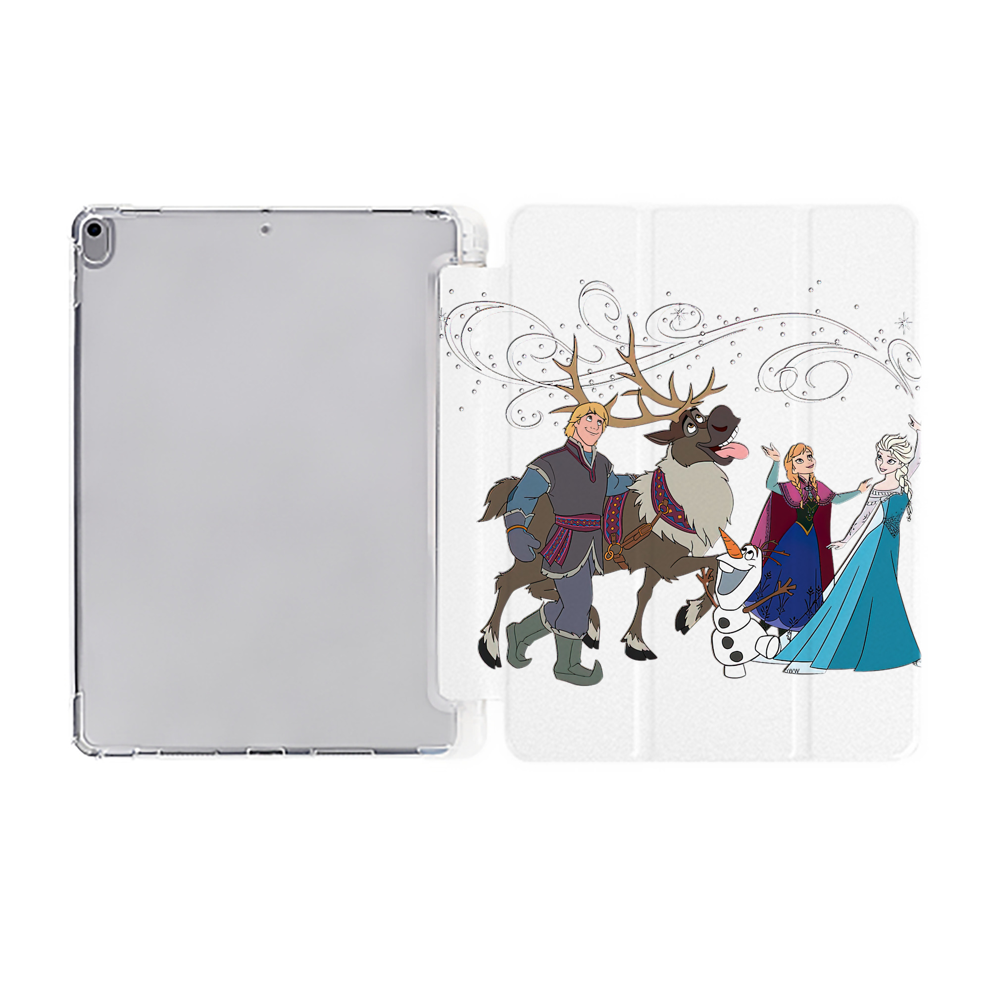 （画像用） アナと雪の女王 アンナ エルサ Frozen Anna Elsa IPad ケース ペン収納付き 三つ折りスタンド PUレザー×シリコン 対応機種9.5/10.5/10.9インチ